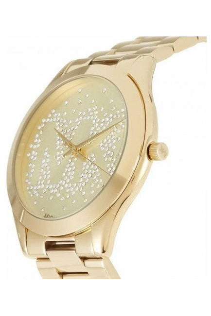 Michael Kors Slim Runway Gold Dial Gold Steel Strap Watch for Women - MK3590