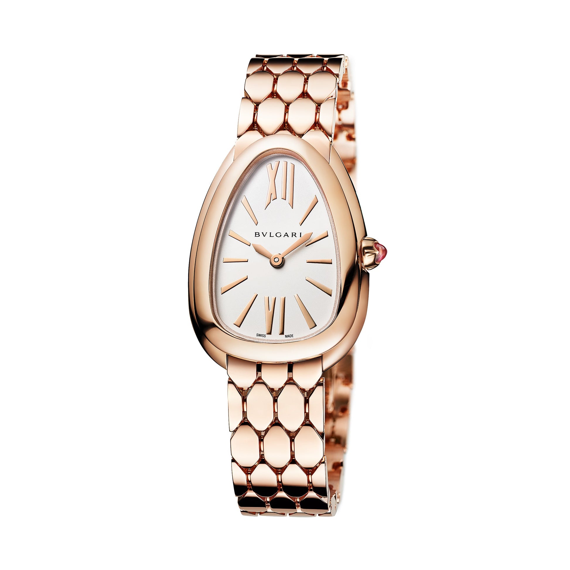 Bvlgari Serpenti Seduttori Quartz Silver Dial Rose Gold Steel Strap Watch for Women - SERPENTI103145