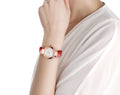 Bvlgari Divas Dream Diamonds Mother of Pearl Dial Red Leather Strap Watch for Women - DREAM102840