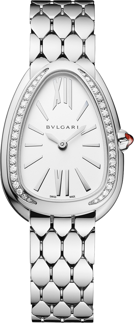 Bvlgari Serpenti Seduttori Diamonds Silver Dial Silver Steel Strap Watch for Women - SERPENTI103361