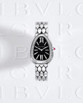 Bvlgari Serpenti Seduttori Diamonds Black Dial Silver Steel Strap Watch for Women - SERPENTI103449