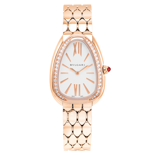 Bvlgari Serpenti Seduttori Diamonds Silver Dial Rose Gold Steel Strap Watch for Women - SERPENTI103146