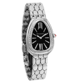 Bvlgari Serpenti Seduttori Diamonds Black Dial Silver Steel Strap Watch for Women - SERPENTI103449