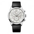 Calvin Klein Masculine Chronograph White Dial Black Leather Strap Watch for Men - K2H27120