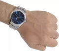 Emporio Armani Valente Chronograph Blue Dial Silver Steel Strap Watch For Men - AR1789