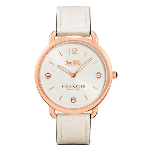 Coach Delancey White Dial White Leather Strap Watch for Women - 14502790