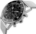 Breitling Superocean Heritage Chronograph 44 Black Dial Silver Mesh Bracelet Watch for Men - A13313121B1A1