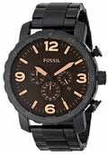 Fossil Nate Chronograph Black Dial Black Steel Strap Watch for Men - JR1356