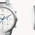 Fossil Neutra Chronograph White Dial Silver Steel Strap Watch for Men - FS5433