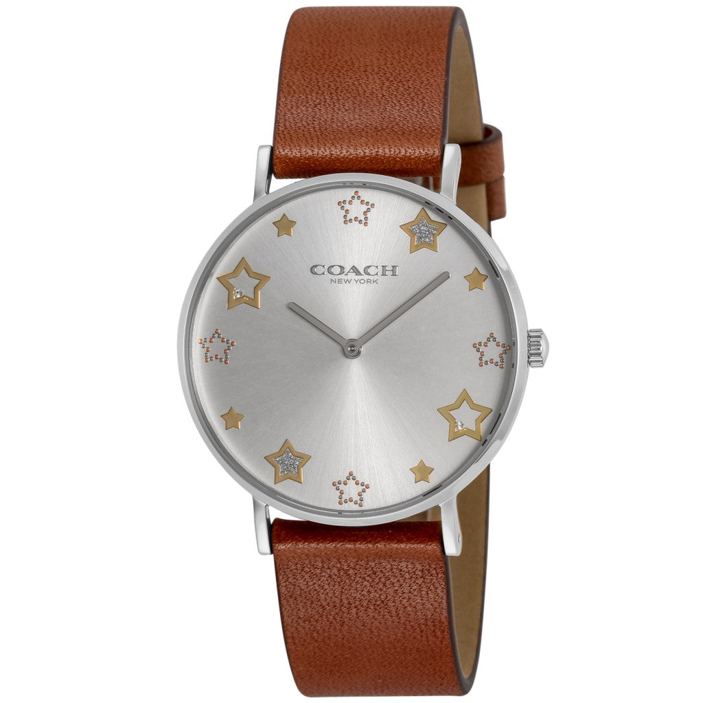 Coach Perry White Dial Brown Leather Strap Watch for Women - 14503242