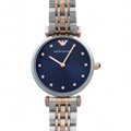 Emporio Armani Gianni T Bar Blue Dial Two Tone Steel Strap Watch For Women - AR11092