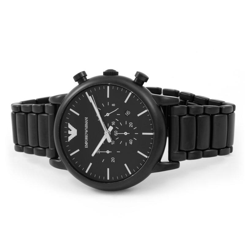 Emporio Armani Luigi Chronograph Black Dial Black Steel Strap Watch For Men - AR1895