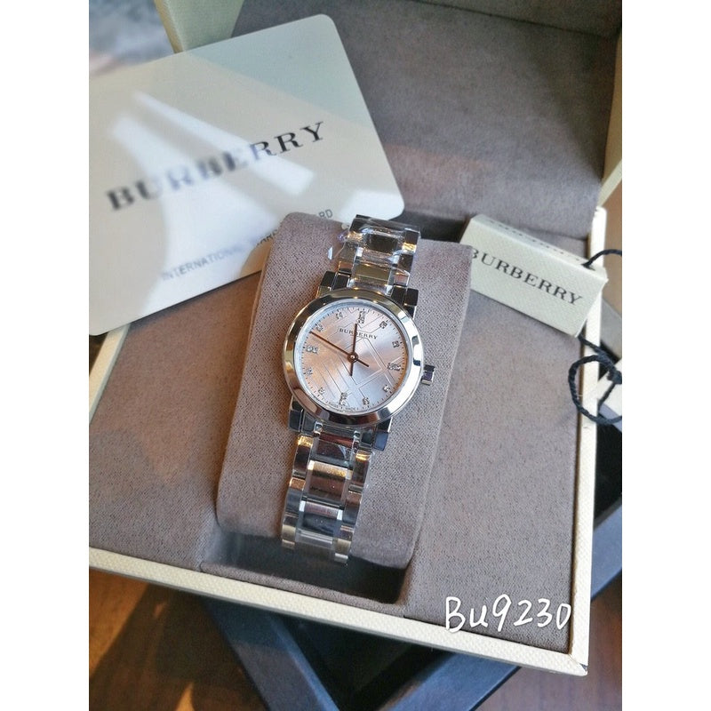 Burberry The City Diamonds Silver Dial Silver Steel Strap Watch for Women - BU9230