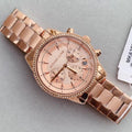 Michael Kors Ritz Chronograph Rose Gold Dial Steel Strap Watch for Women - MK6357