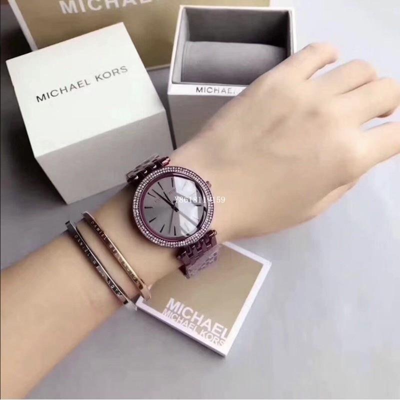 Michael Kors Darci Black Dial Purple Steel Strap Watch for Women - MK3554