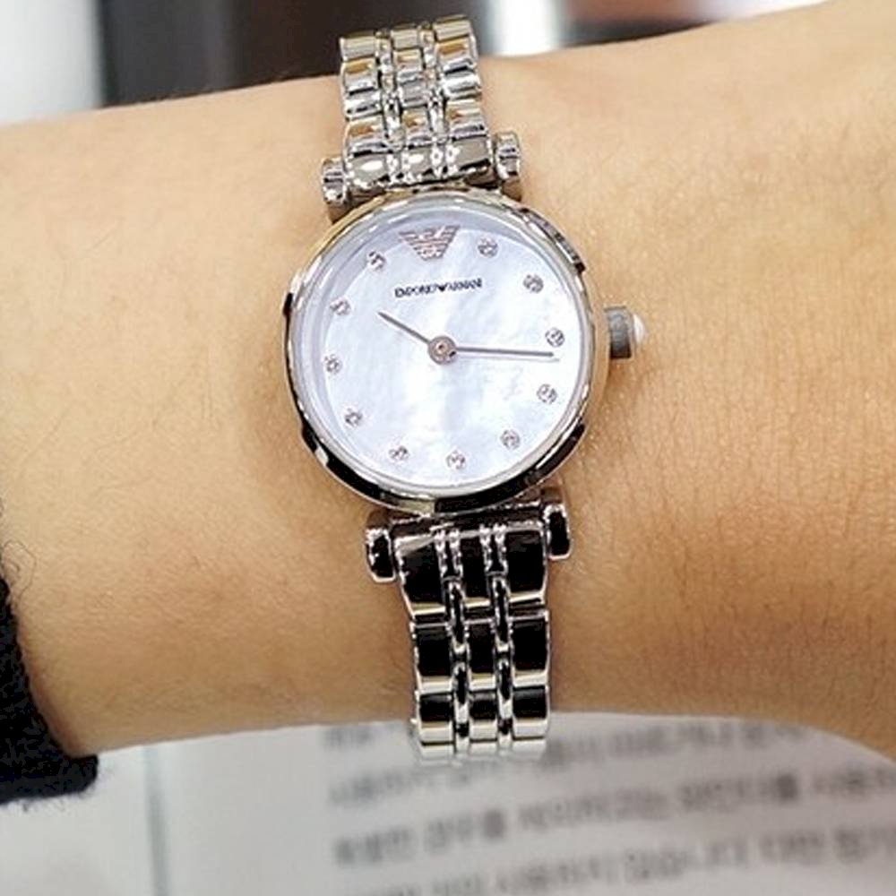 Emporio Armani Gianni T Bar Blue Dial Silver Steel Strap Watch For Women - AR1961