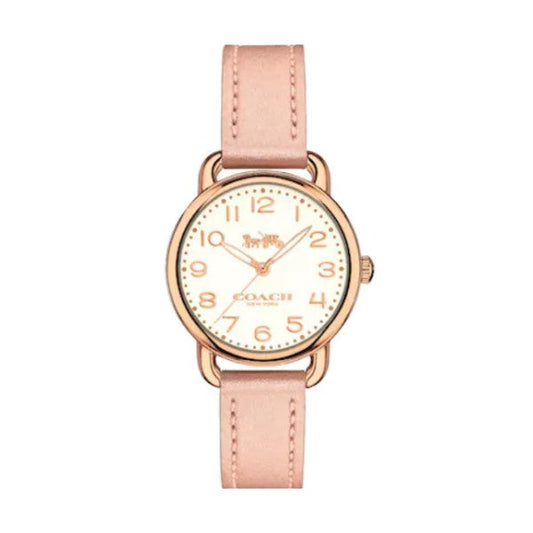 Coach Delancey Cream Dial Blush Pink Leather Strap Watch for Women - 14502750