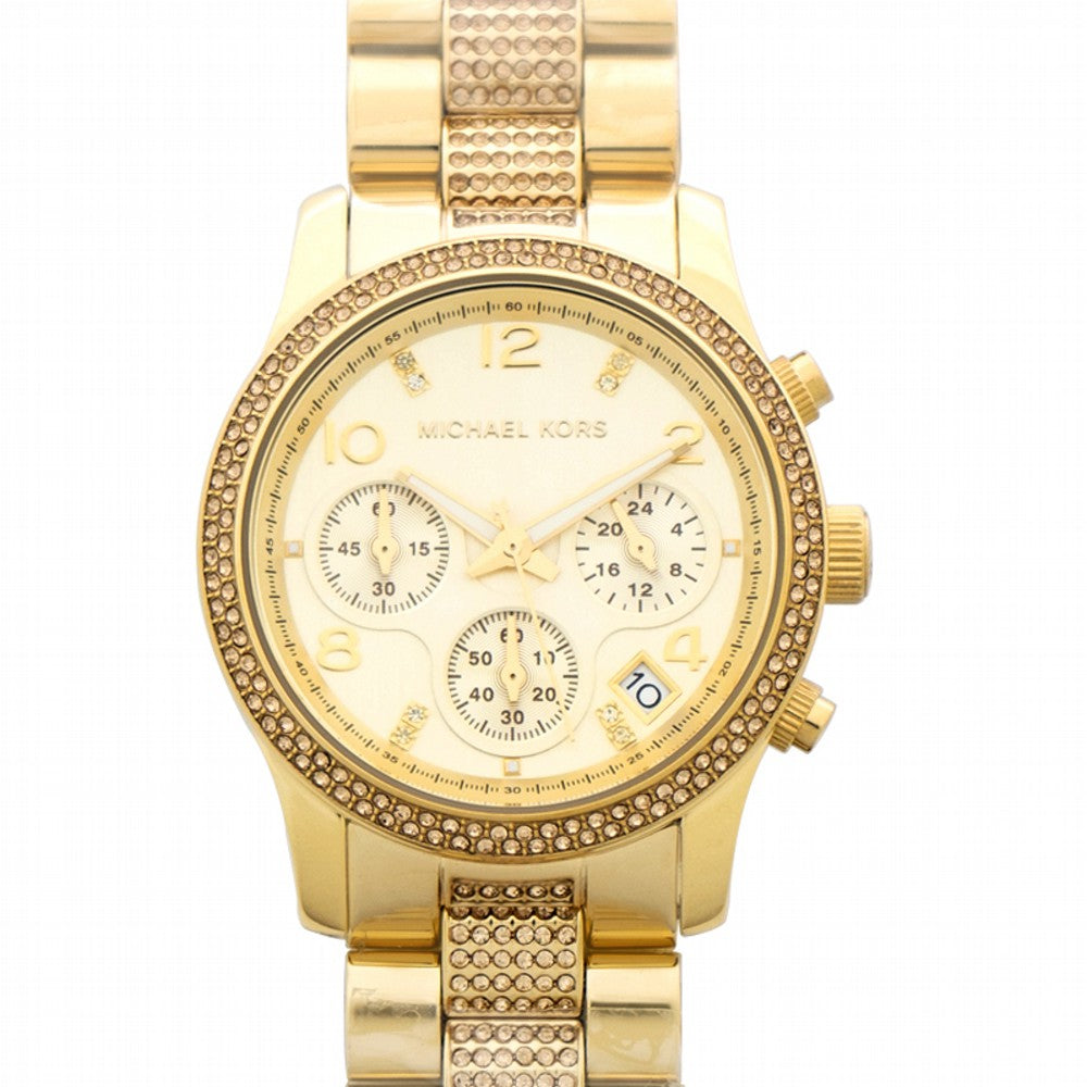 Michael Kors Runway Gold Dial Gold Steel Strap Watch for Women - MK5826