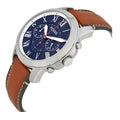 Fossil Grant Chronograph Blue Dial Brown Leather Strap Watch for Men - FS5210