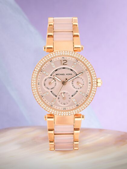 Michael Kors Parker Pink Dial Two Tone Steel Strap Watch for Women - MK5896