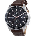 Fossil Wakefield Chronograph Black Dial Brown Leather Strap Watch for Men - CH2944