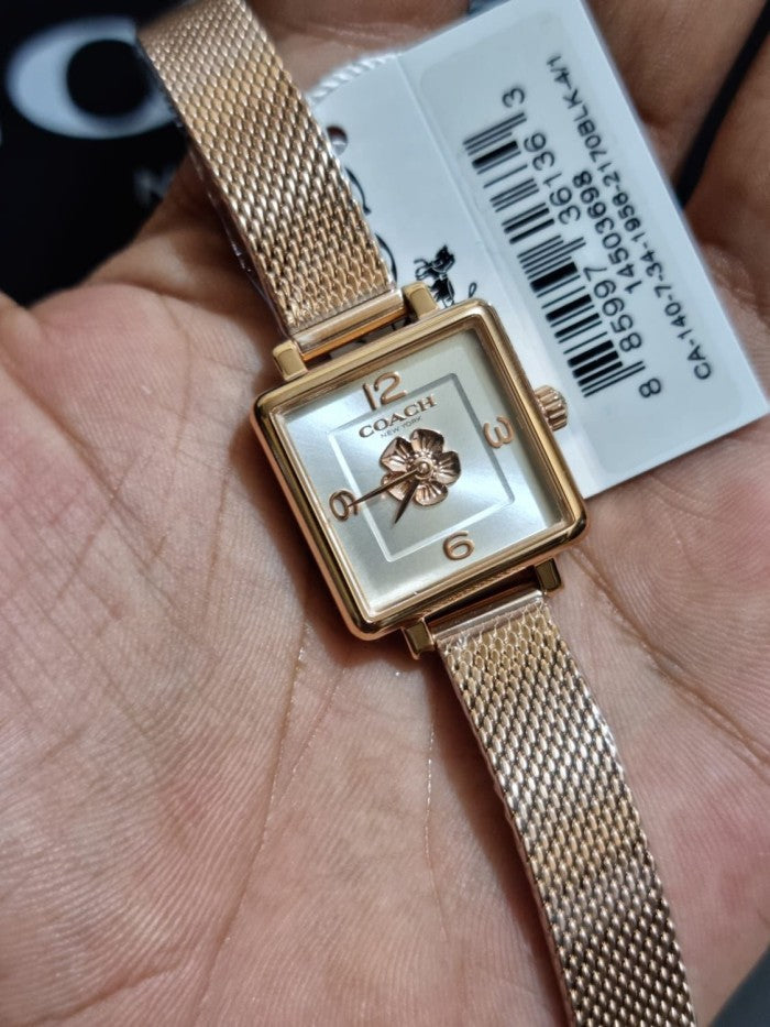 Coach Cass White Dial Rose Gold Mesh Bracelet Watch for Women - 14503698