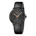 Calvin Klein High Noon Quartz Black Dial Black Leather Strap Watch for Men - K8M214CB