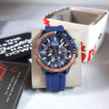 Fossil Bannon Multifunction Blue Dial Blue Silicone Strap Watch for Men - BQ2498