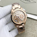 Fossil Boyfriend Multifunction Rose Gold Dial Rose Gold Steel Strap Watch for Women - ES3885