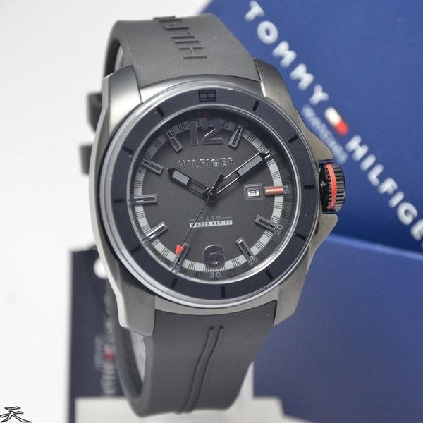 Tommy Hilfiger Windsurf Black Dial Black Rubber Strap Watch for Men- 1791114