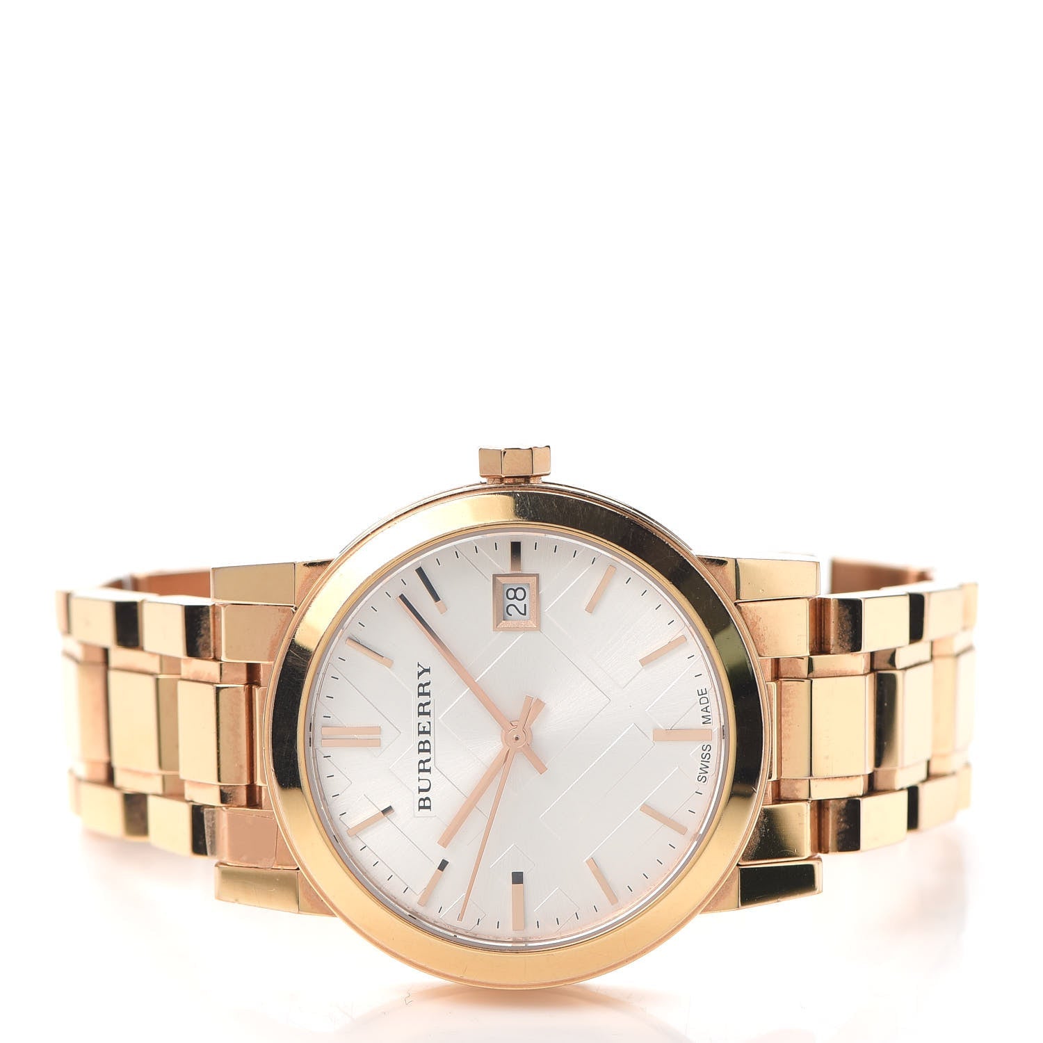 Burberry The City White Dial Rose Gold Steel Strap Watch for Women - BU9104