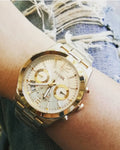 Fossil Boyfriend Gold Dial Gold Steel Strap Watch for Women - ES3884