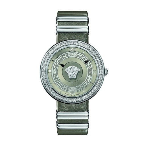 Versace V Metal Icon Silver Dial Silver & Grey Strap Watch for Women - VLC120016