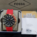 Fossil Bannon Multifunction Black Dial Red Silicone Strap Watch for Men - BQ2499