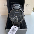 Emporio Armani Luigi Chronograph Black Dial Black Steel Strap Watch For Men - AR11045