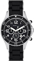 Marc Jacobs Rock Chronograph Black Dial Black Silicone Strap Watch for Women - MBM2551