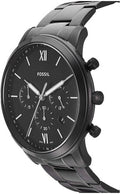 Fossil Neutra Chronograph Black Dial Black Steel Strap Watch for Men - FS5474