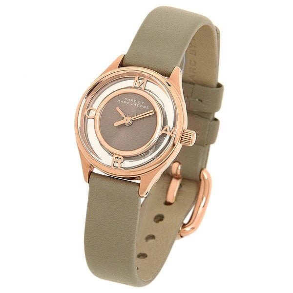 Marc Jacobs Tether Grey Dial Beige Leather Strap Watch for Women - MBM1375