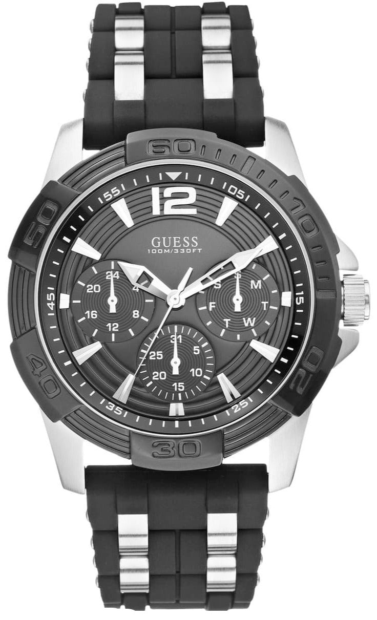 Guess Oasis Black Dial Black Rubber Strap Watch for Men - W0366G1