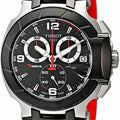 Tissot T Race Chronograph Black Dial Red Rubber Strap Watch For Men - T115.417.27.051.00