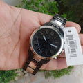 Fossil Grant Chronograph Black Dial Two Tone Steel Strap Watch for Men - FS5269