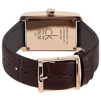 Calvin Klein Window White Dial Brown Leather Strap Watch for Women - K2M23620