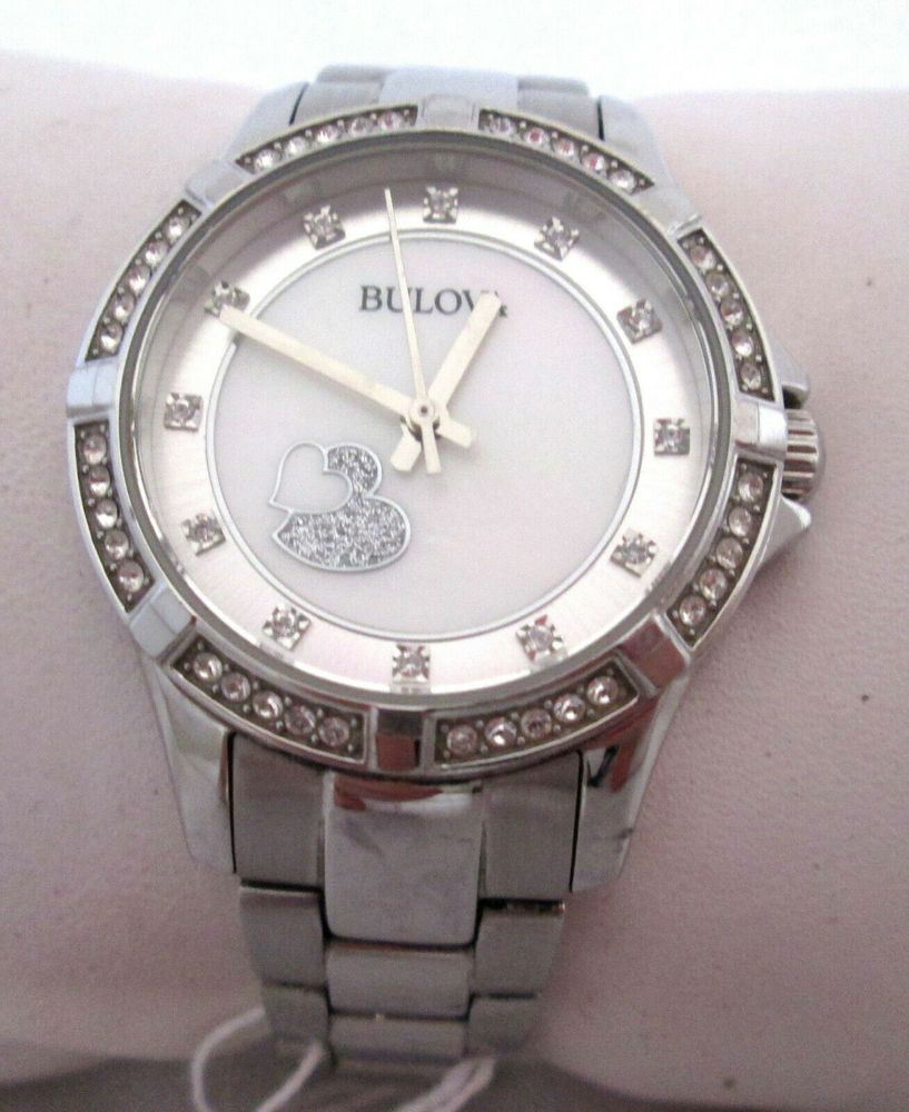 Bulova Crystal Silver Dial Silver Steel Strap Watch for Women - 96L226