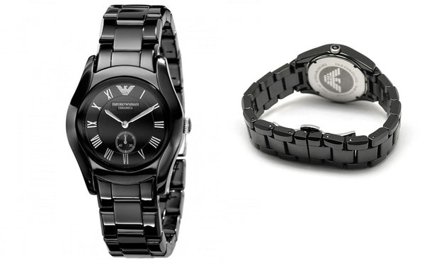 Emporio Armani Ceramica Quartz Black Dial Black Steel Strap Watch For Women - AR1402