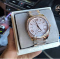 Michael Kors Bryn Rose Gold Dial Two Tone Steel Strap Watch for Women - MK6135