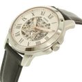 Fossil Grant Automatic Skeleton White Dial Black Leather Strap Watch for Men - ME3101