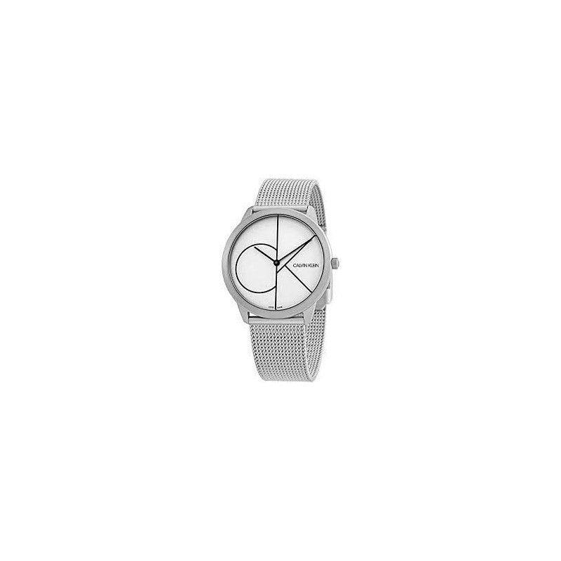 Calvin Klein Minimal White Dial Silver Mesh Bracelet Watch for Men - K3M5115X