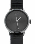 Calvin Klein Accent Black Dial Black Leather Strap Watch for Women  - K2Y2Y1C3