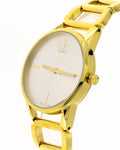 Calvin Klein Stately Silver Dial Gold Steel Strap Watch for Women - K3G23526