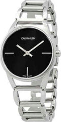 Calvin Klein Stately Black Dial Silver Steel Strap Watch for Women - K3G23121